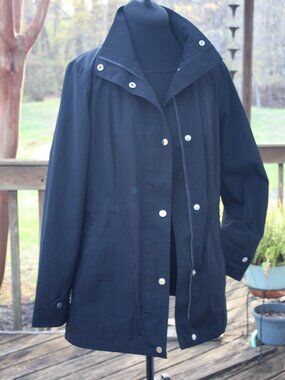London‎ Fog Utility Anorak Jacket Vintage 90’s Zip Up Black Windbreaker Sz Small